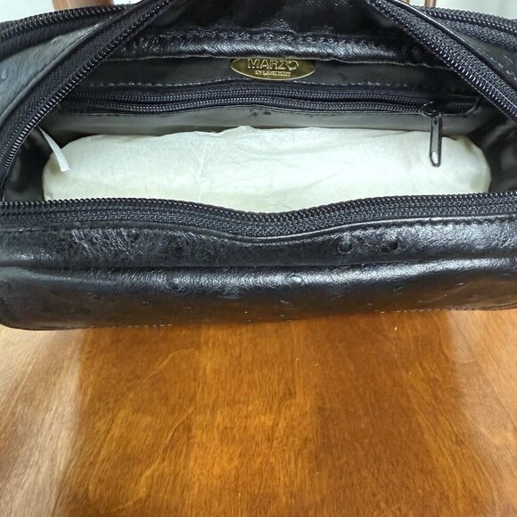Marzo In Leather Vintage Never Used Black Leather Crossbody Bag Purse Ostrich - Picture 6 of 8